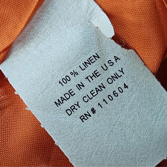 Enrico Baldini Linen Fringe Open Front Blazer Jacket Orange Size 10 Career - Picture 4 of 8